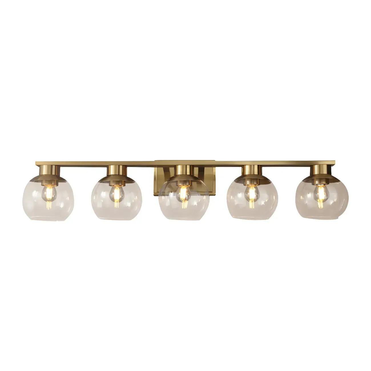 Modern Gold Clear Glass Dome Bathroom Vanity Light