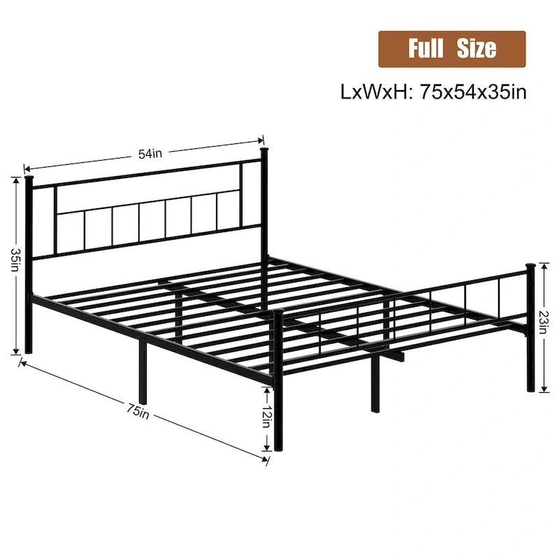 Futzca Bed Frame with Headboard and Footboard