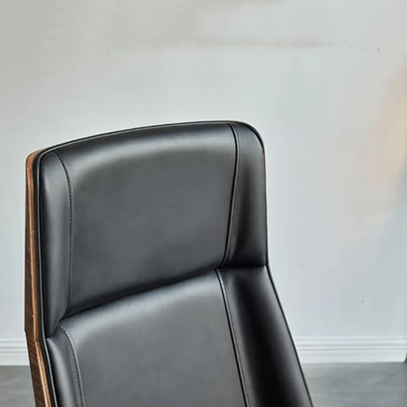 High-Back Black Leather Adjustable Swivel Office Chair