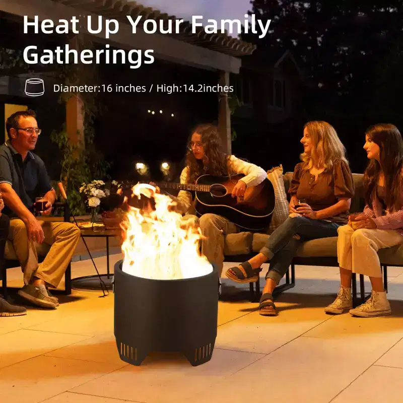 Smoke Outdoor Mini Fire, Iron Smokeless Fire Pit for Outdoor Use, Backyard Gatherings, Camping, and Picnics, Includes Fire Hook
