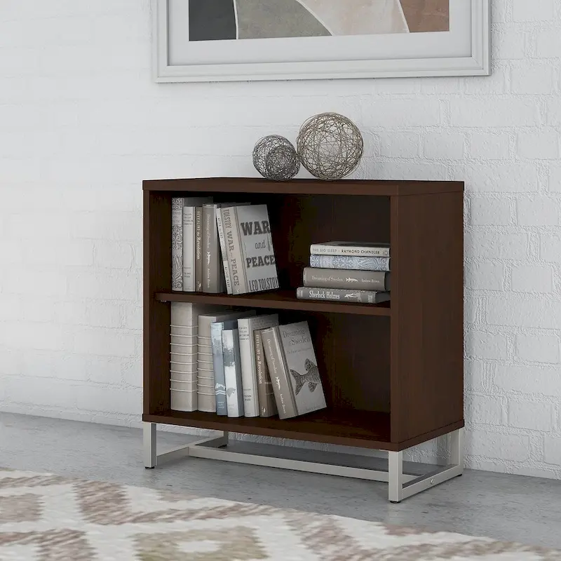 2-Shelf Bookcase Cabinet with Metal Base - Multiple Colors Available