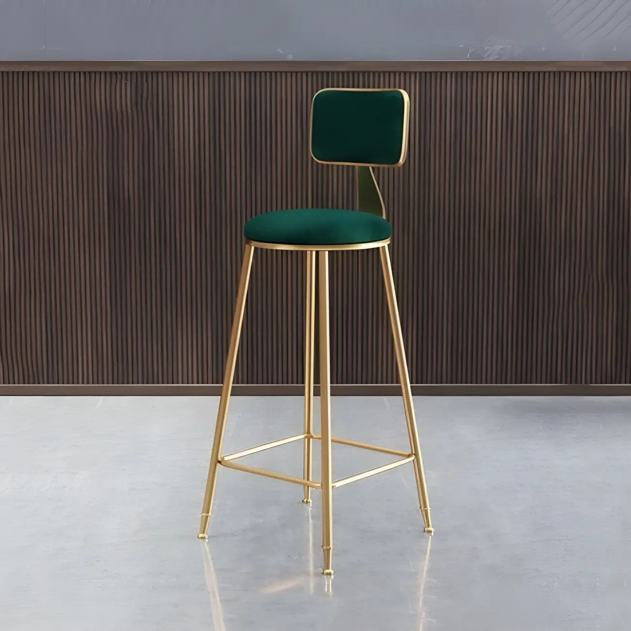 Round Velvet Upholstered Counter Bar Stools