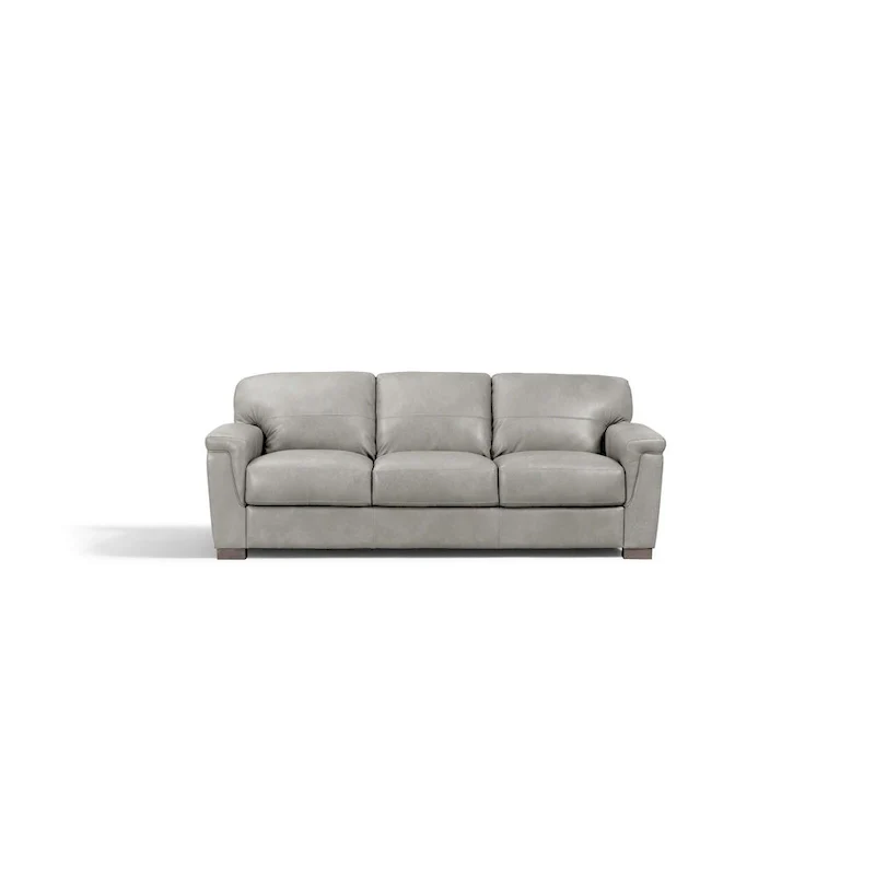 HomeRoots 91 Gray Leather Sofa With Black Legs - 91