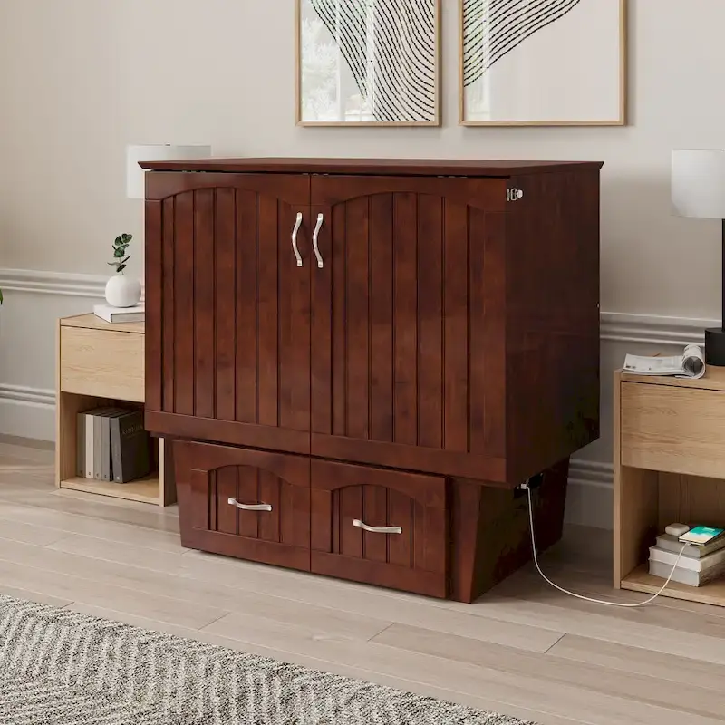 Sydney Twin Murphy Bed Chest with 6 inch Mattress