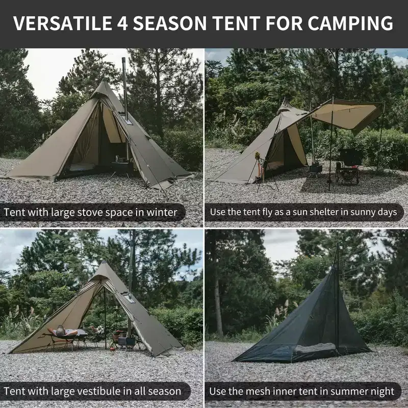 Naturehike 4 Season Hot Tent with Stove Jack, Windproof Waterproof Cold Weather Winter Tents for Camping