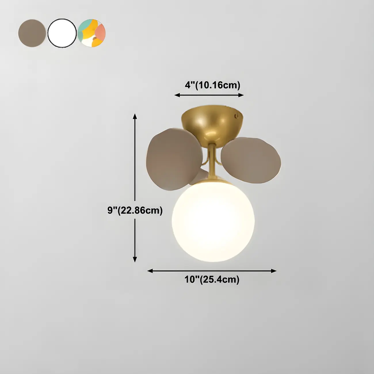 Modern Bedroom Glass Ball Semi Flush Mount Ceiling Light