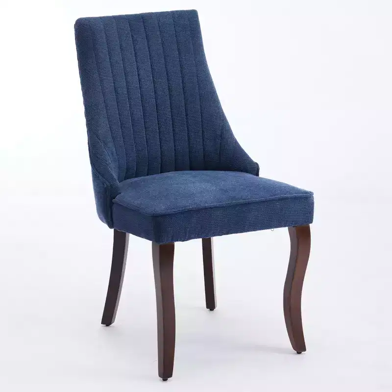 Upholstered Dining Chairs with Wooden Legs, Fabric Side Chairs for Dining Room/Kitchen/Living Room, Set of 2