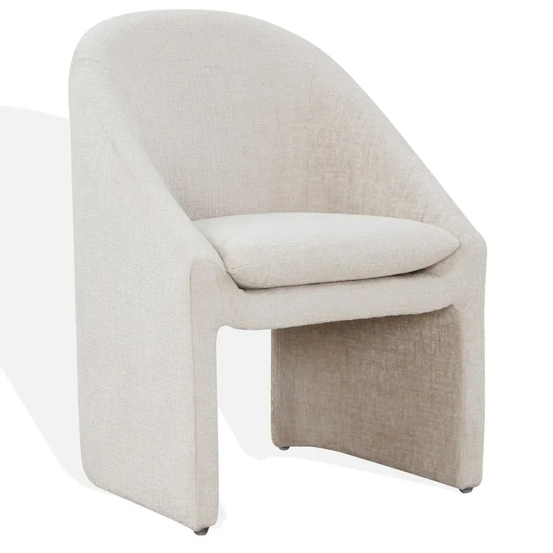 Cream Chenille Upholstered Dining Chair - Single Seat