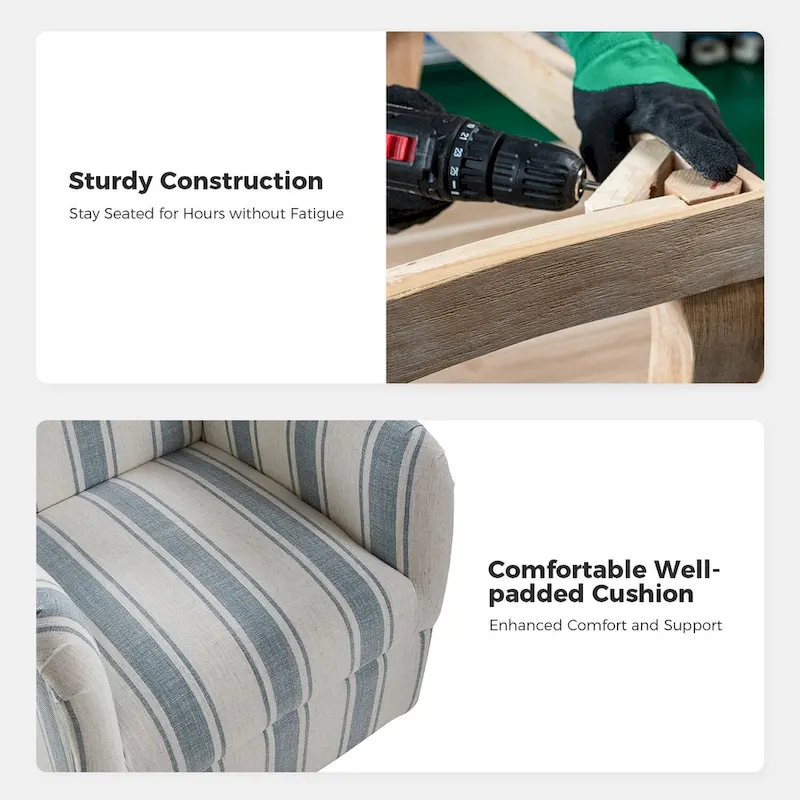 Pancy Traditional Swivel Armchair with Jacobean Strip Pattern by