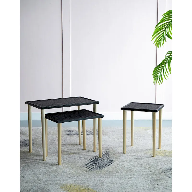 Two Tone Nesting Side Tables - Black/Gold