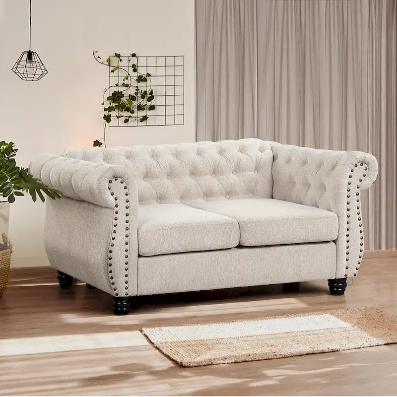 Morden Fort Loveseat Tufted Upholstered Chesterfield Two-seater Sofa Couch