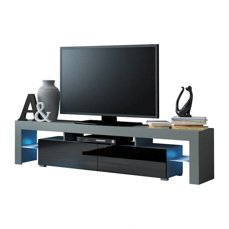 White 79-Inch TV Stand with LED Lights