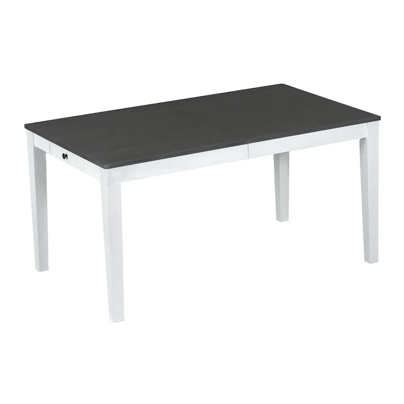 7 Pcs Dining Table Set, Solid Wood Table and Chairs Set with Extendable Dining Table, 2 Drawers and 6 Upholstered Chairs