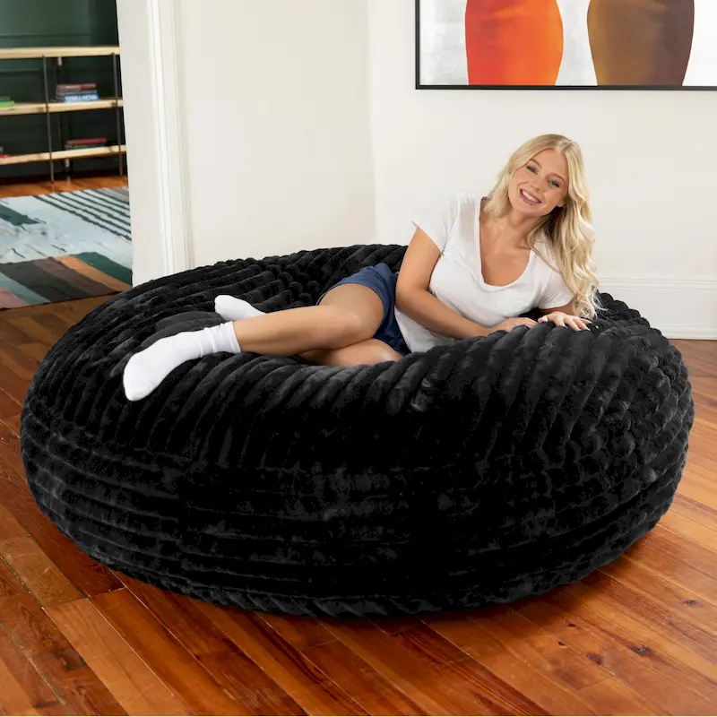 6 Foot Large Bean Bag Chair, Faux Fur