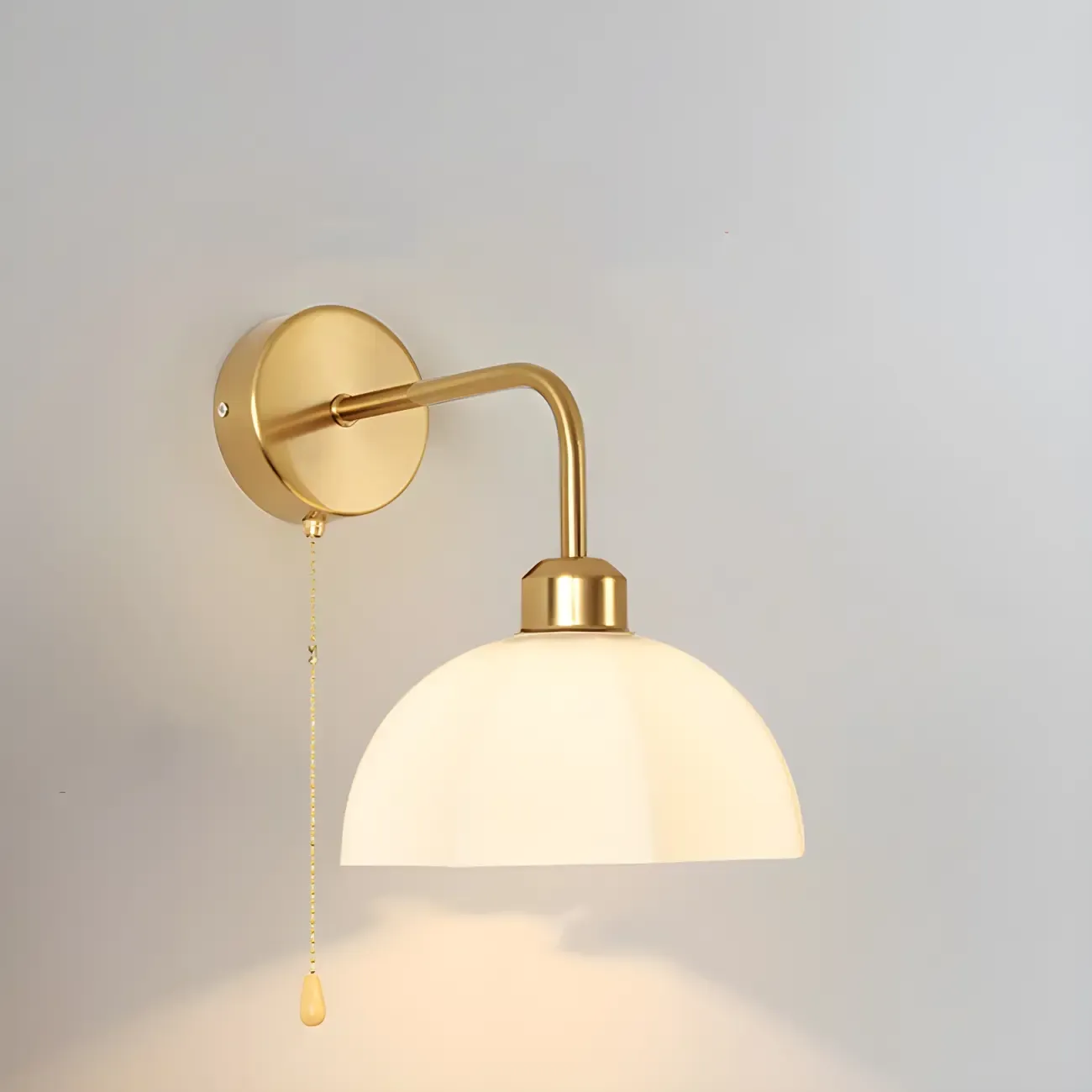 Modern Gold White Ceramic Pull Chain Wall Sconce
