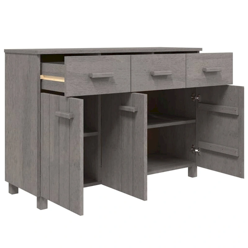 vidaXL Sideboard Bar Buffet Console Cabinet with Drawers HAMAR Solid Wood Pine - 44.5  x 15.7  x 31.5