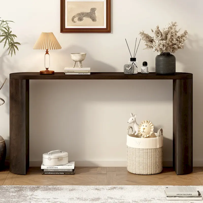 Semi-Cylindrical Leg Console Table – MDF & Rubber Wood, Multi-Color Options
