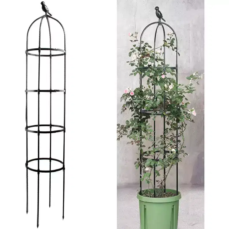 ACOINEL 6ft Black Garden Obelisk Trellis, Rustproof Metal Plant Support for Climbing Plants Indoor Outdoor