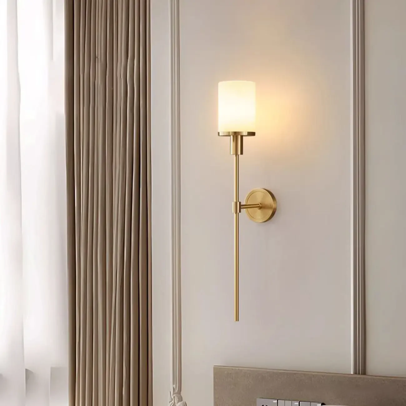 Modern Black Wall light with Sintered Stone Shade