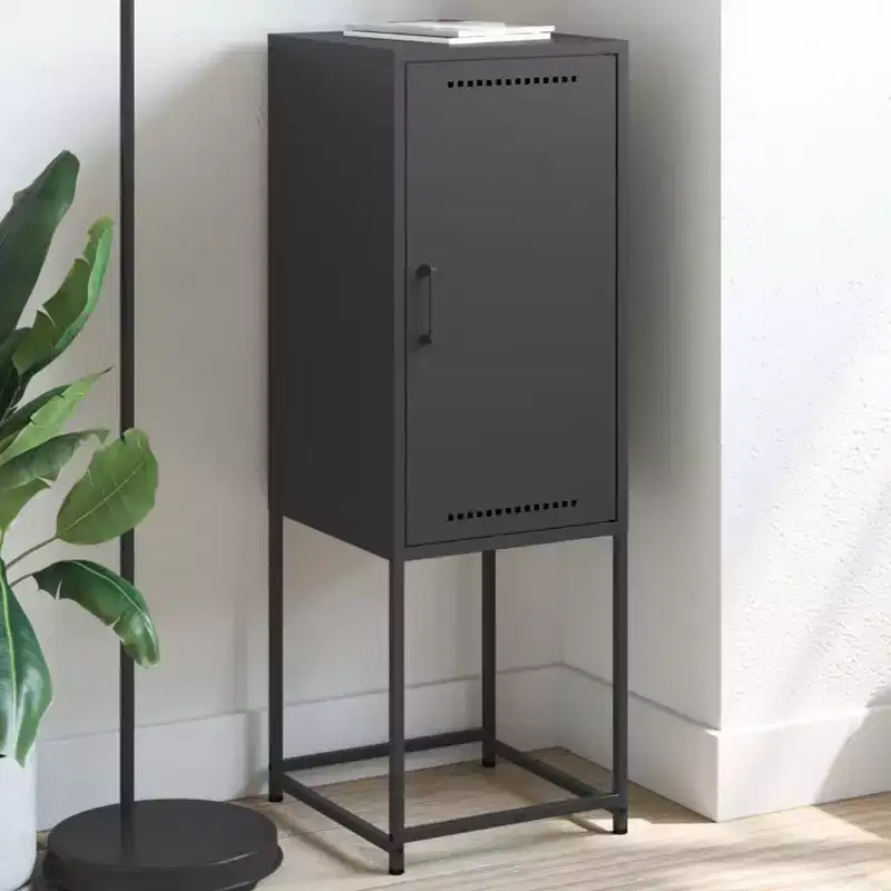 vidaXL Highboard Black Steel Tall Highboard Rectangular Industrial