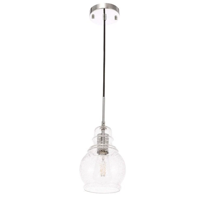 Adelee 6.25-Inch 1-Light Clear Seeded Glass Pendant