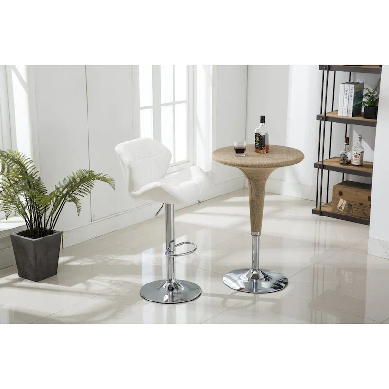 Modern Faux Leather Adjustable Swivel Bar Stools (Set of 2)