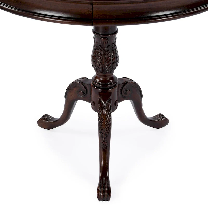 Butler Traditional Round Wooden Pedestal Table in Plantation Cherry Finish - Dark Brown