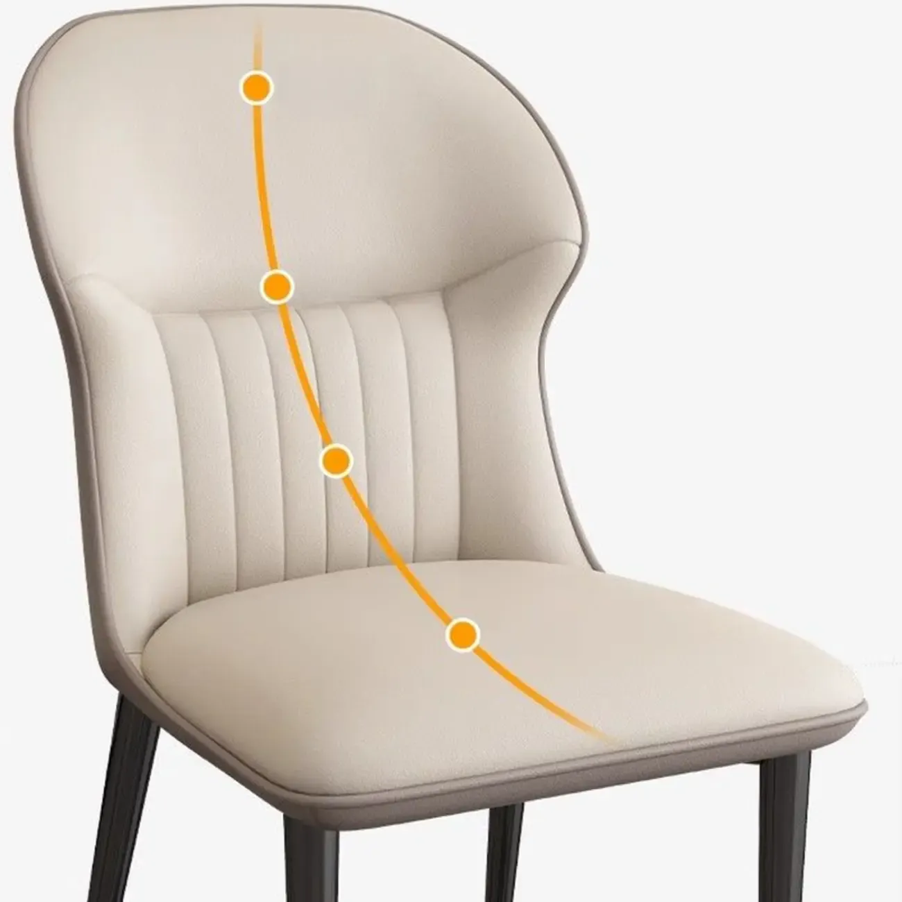 Modern Wingback Faux Leather Dining Chair with Metal Legs