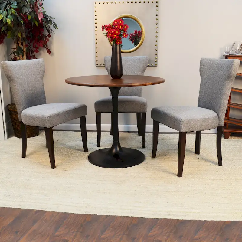Elm, Black / Antique Gold Round Dining Table for 4 – Mango Wood Top
