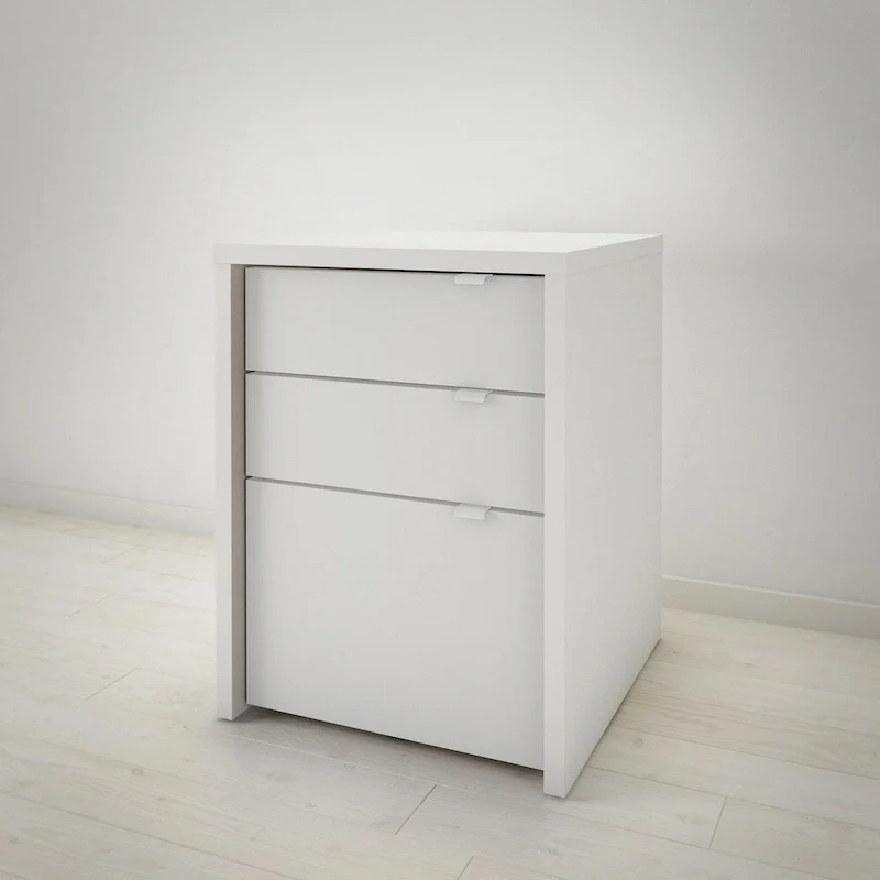 White 3-Drawer Filing Cabinet with Full Extension Slides