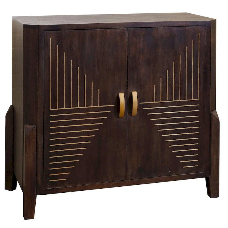 Vortex - Two Door Mango Wood Cabinet - Dark Cocoa Brown Finish