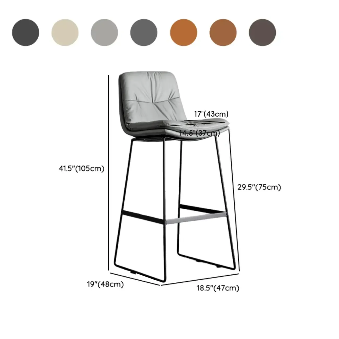Saddle Metal Frame Leather Counter Bar Stools with Back
