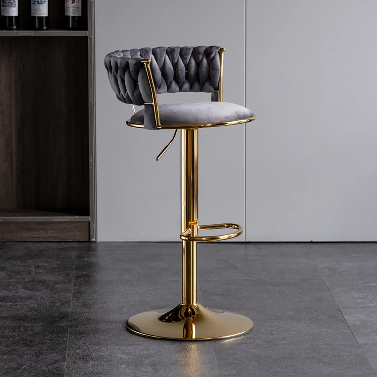 Modern Velvet Swivel Adjustable Bar Stools