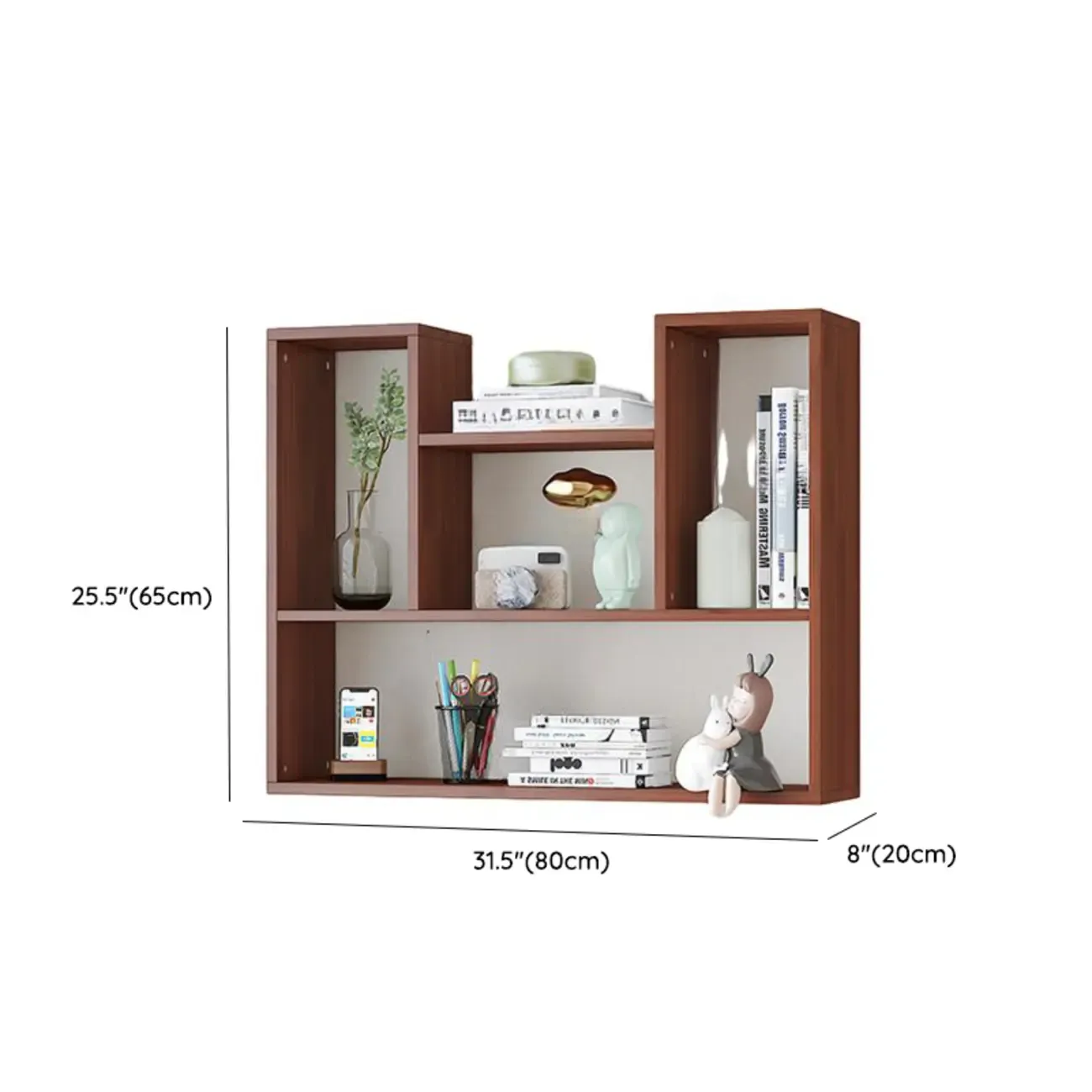 Modern Wooden 3-Tier Open Back Wall-Mounted Bookcase