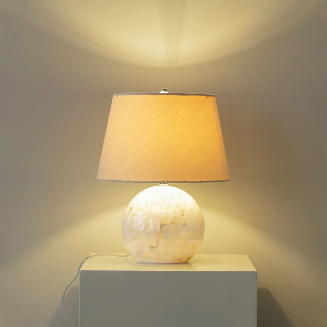 Modern Shell Table Lamp with Geometric Shade, LED