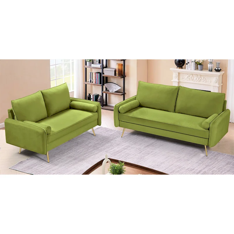 Villeda Velvet Mid-century modern 2PCS living room set