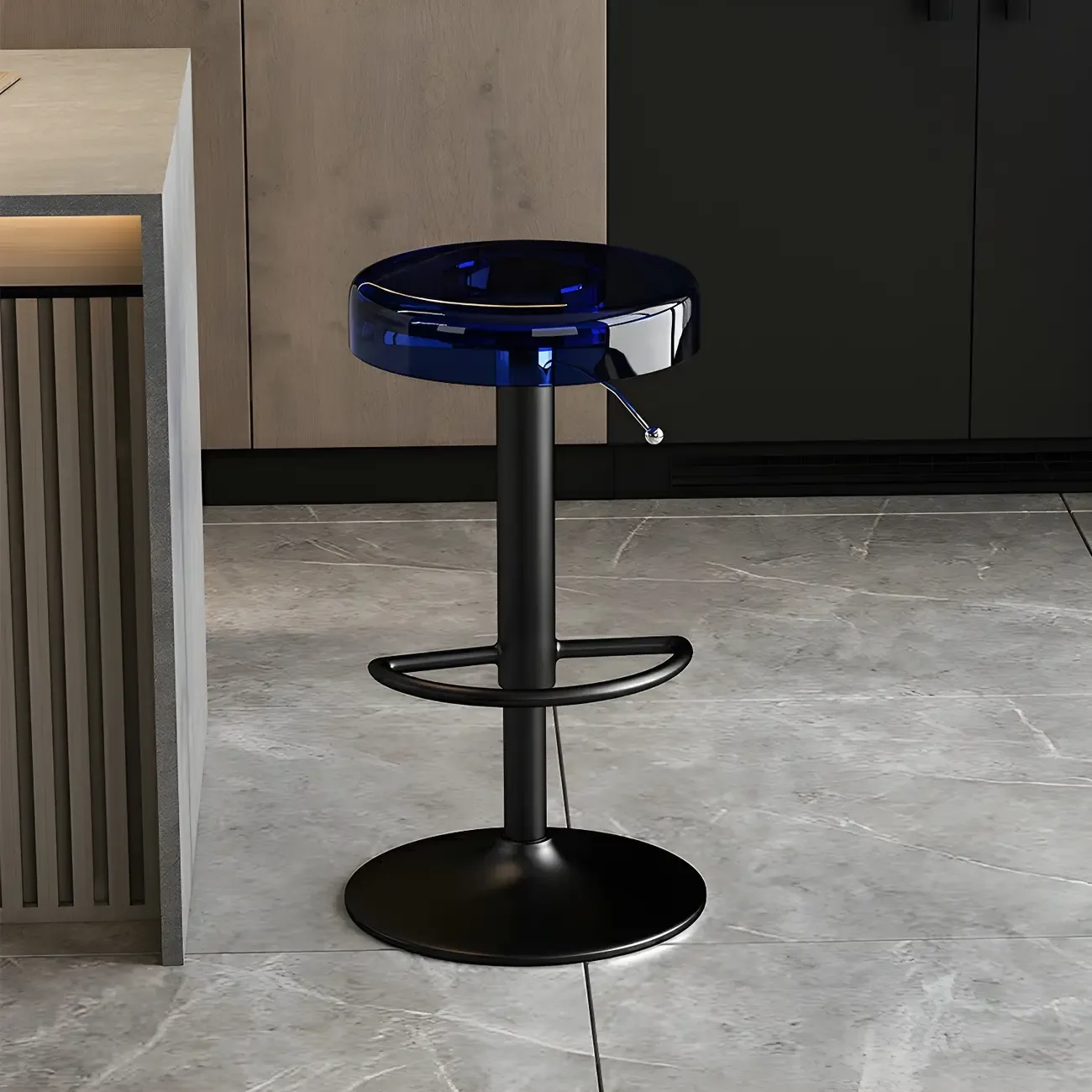 Sleek Metal Clear Acrylic Swivel Adjustable Bar Stool