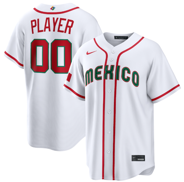 Mexico Baseball White 2026 World Baseball Classic Home Pick-A-Player Custom Jersey