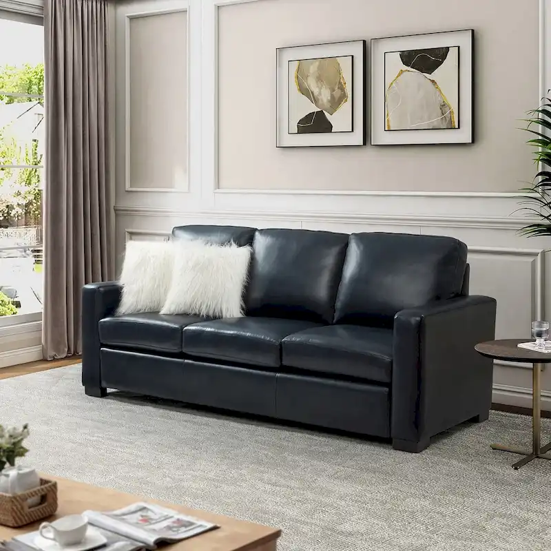 Multi-Color Genuine Leather Sofa, Modern Style, 3-Seat
