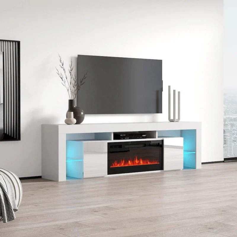 Soleo BL-EF Electric Fireplace 79 TV Stand