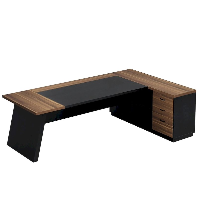 78.7-inch L Shaped Executive Desk with Drawers and Lateral File Cabinet