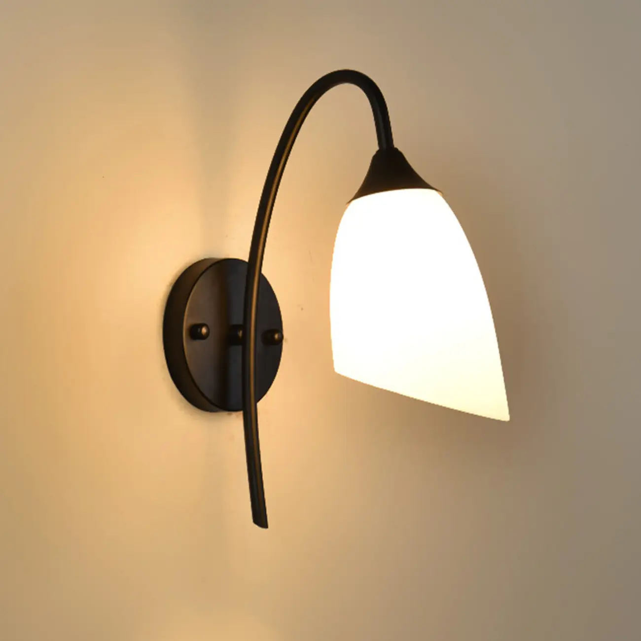 Minimalist Wall Sconce with White Glass for Bedroom Lighting