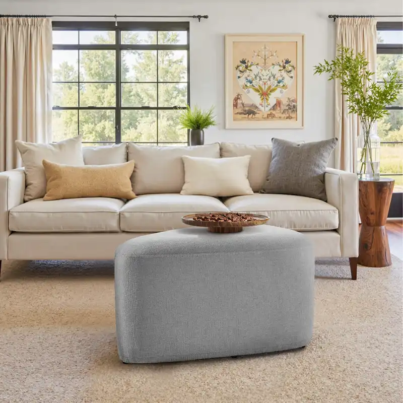 Triangular Chenille Fabric Pouf Ottoman