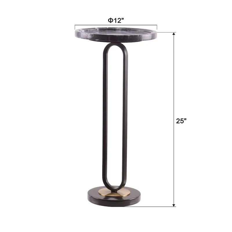 12 Grey Round Marble Metal Marble Pedestal End Table