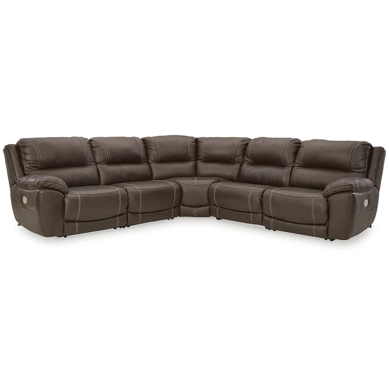 Signature Design by Ashley Dunleith Brown 5-Piece Power Reclining Sectional - 123W x 123D x 43H