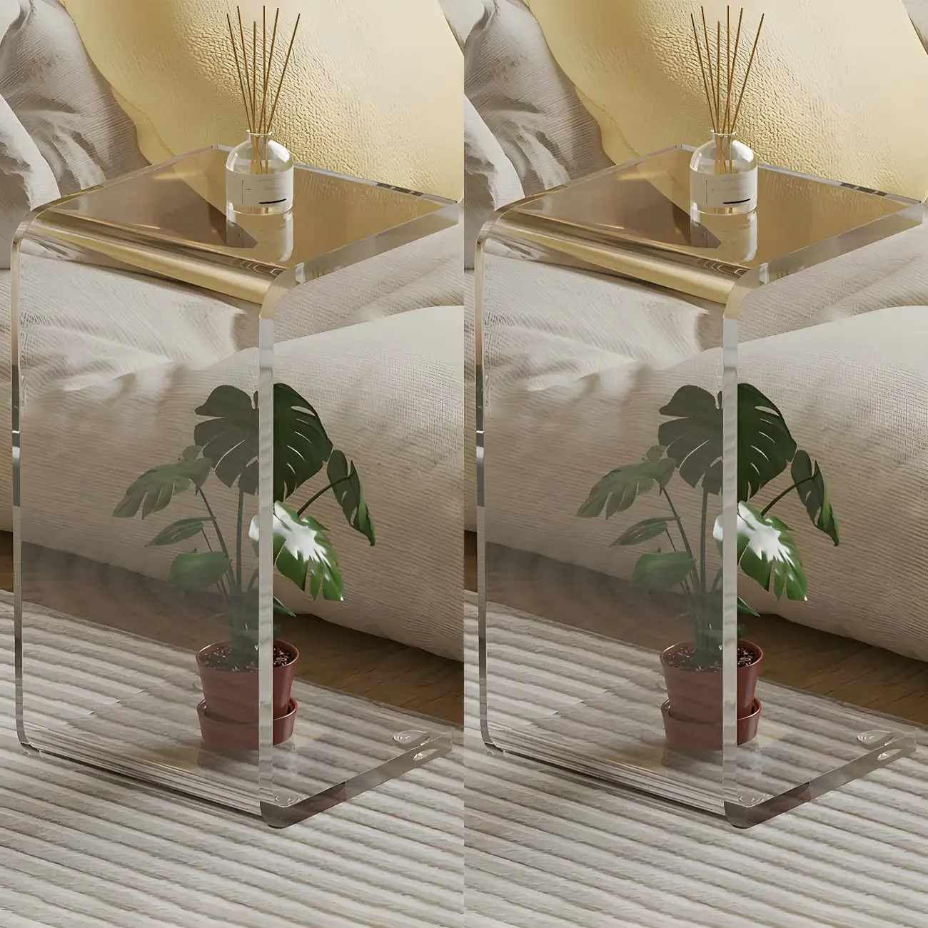 Versatile Acrylic Side Table C-Shaped