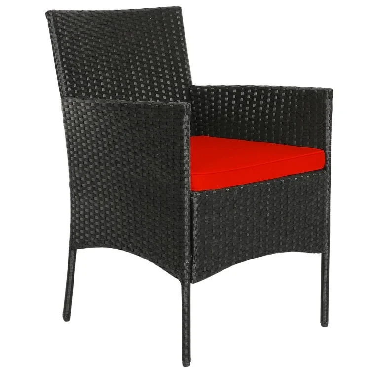 4 Pieces Patio Rattan Cushioned Sofa Set with Tempered Glass Coffee Table - 24 x 23.5 x 33 (L x W x H)