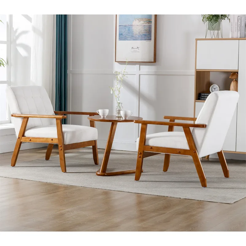 Mid Century Modern Accent Chairs Set of 2 with Side Table