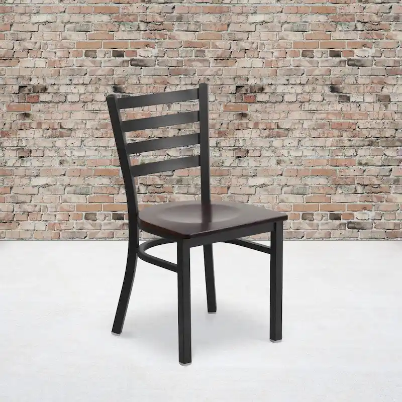 2 Pack Ladder Back Metal Restaurant Chair - 16.5