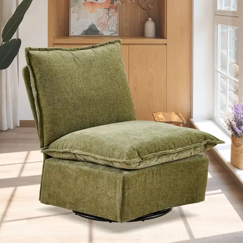 28.74  Chenille Upholstered 360 Swivel Rocking Chair